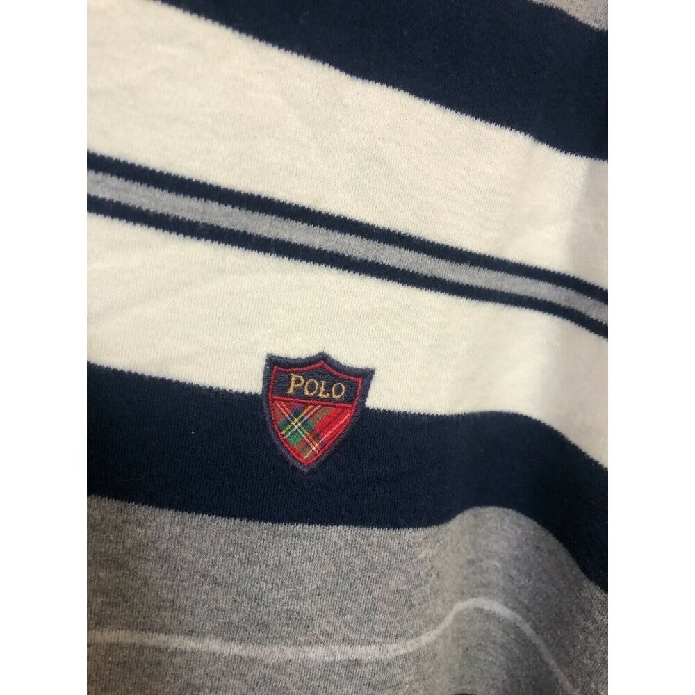 Ralph Lauren Polo Golf Men's Navy/Grey/Cream Striped 100% Cotton Polo Shirt XL - Picture 3 of 5